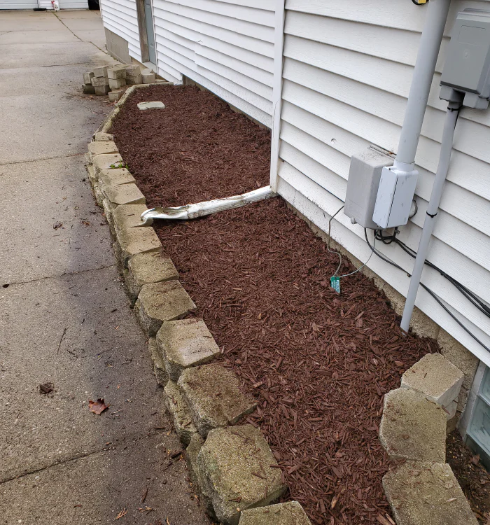 mulching outside a residential house